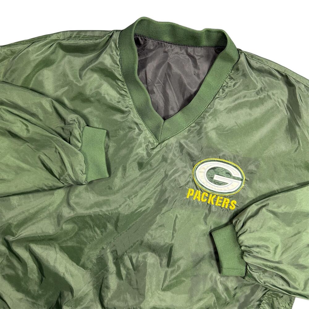 Green Bay Packers Men Large Reversible Pullover Jacket NFL Game Day Green Black